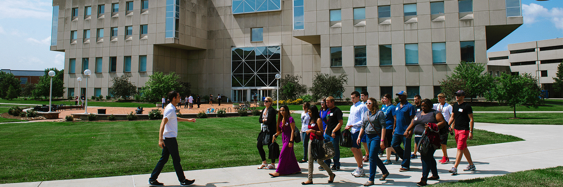 Students touring campus.