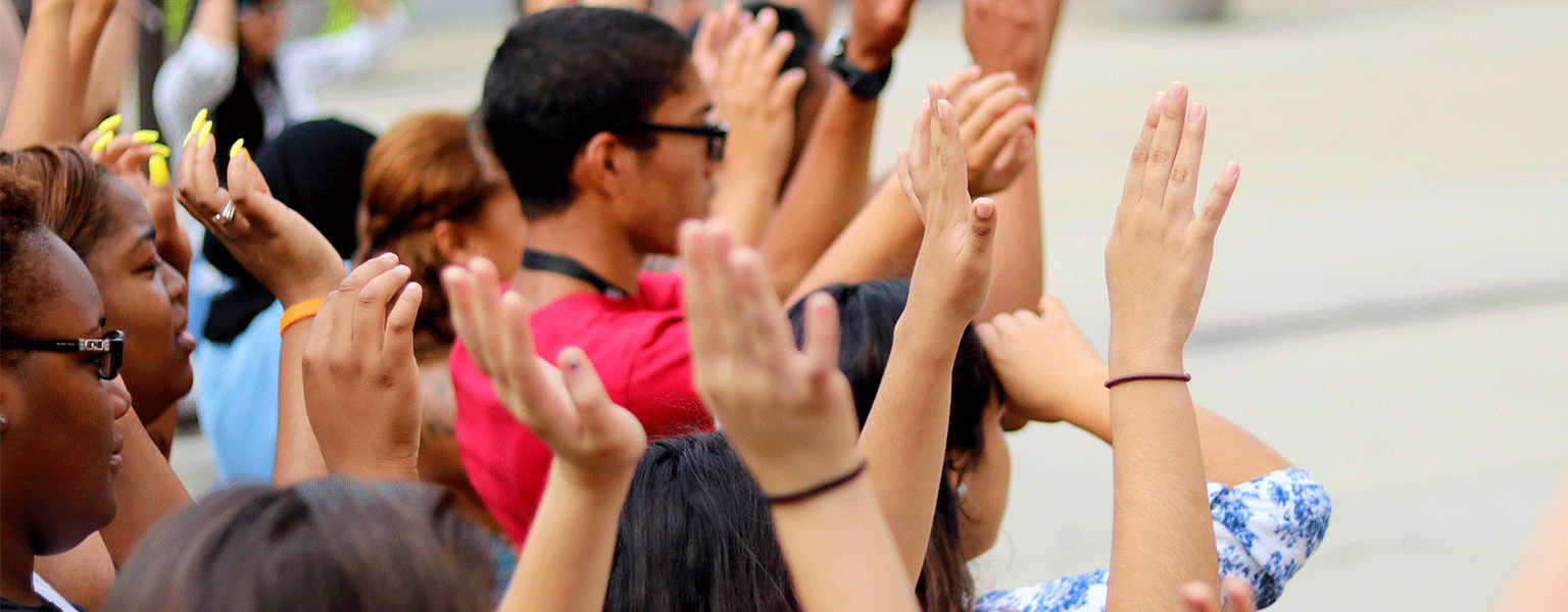 Students raising their hands